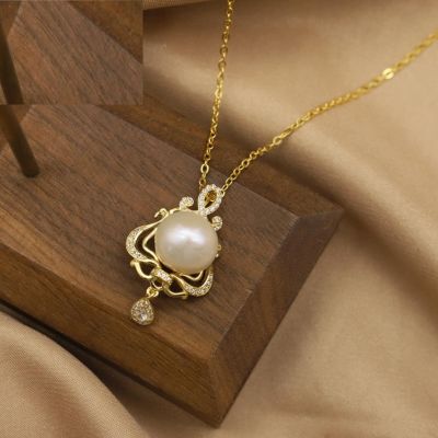 LOKILOKI Designer Crown Sterling Silver Natural Freshwater Pearl Pendant Necklace for Women