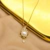 LOKILOKI Designer Crown Sterling Silver Natural Freshwater Pearl Pendant Necklace for Women view 4