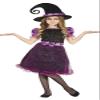 FIESTAS GUIRCA Shiny Purple Witch Costume with Rhinestone Dress and Hat for Girls Ages 5–6 view 1