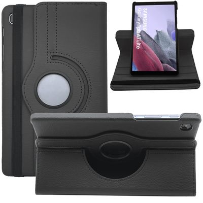 Dlahaby Case for Samsung Galaxy Tab A7 Lite 8.7-Inch, PU Leather 360° Rotating Stand Cover, Black