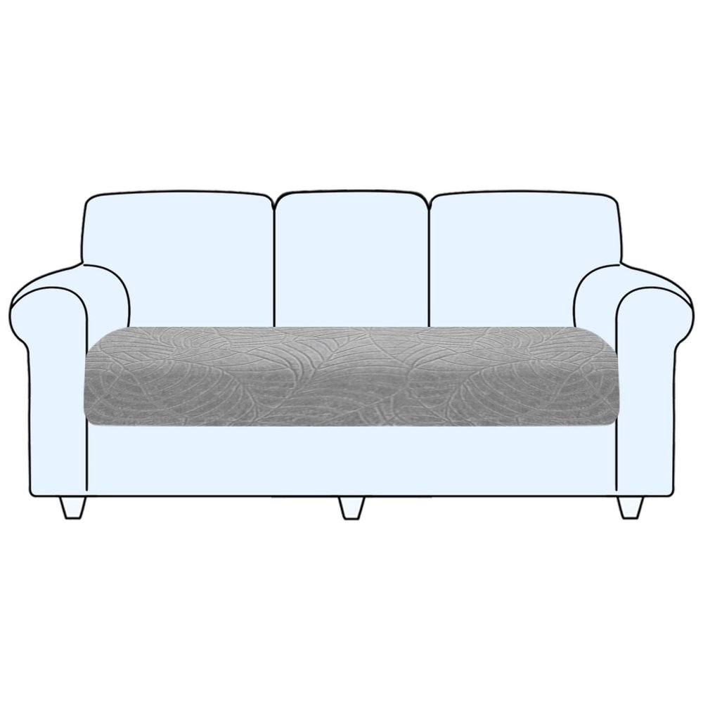 SHUOJIA Stretch Sofa Seat Cushion Cover, Non-Slip Jacquard, Light Gray, 3-Seater