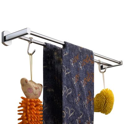 HYBXAQ 55 cm Double Towel Bar with Hooks, All-Copper Wall-Mounted Towel Rack