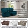 PANJAZE 8-Piece Stretch Velvet Recliner Loveseat Covers with Center Console for 2-Cushion Sofa, Thick, Soft, Washable, Deep Teal view 2