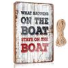 Abipuir Veranda Welcome Sign, "What Happens on the Boat Stays on the Boat," Wooden Hanging Plaque, 23 x 35 cm view 1
