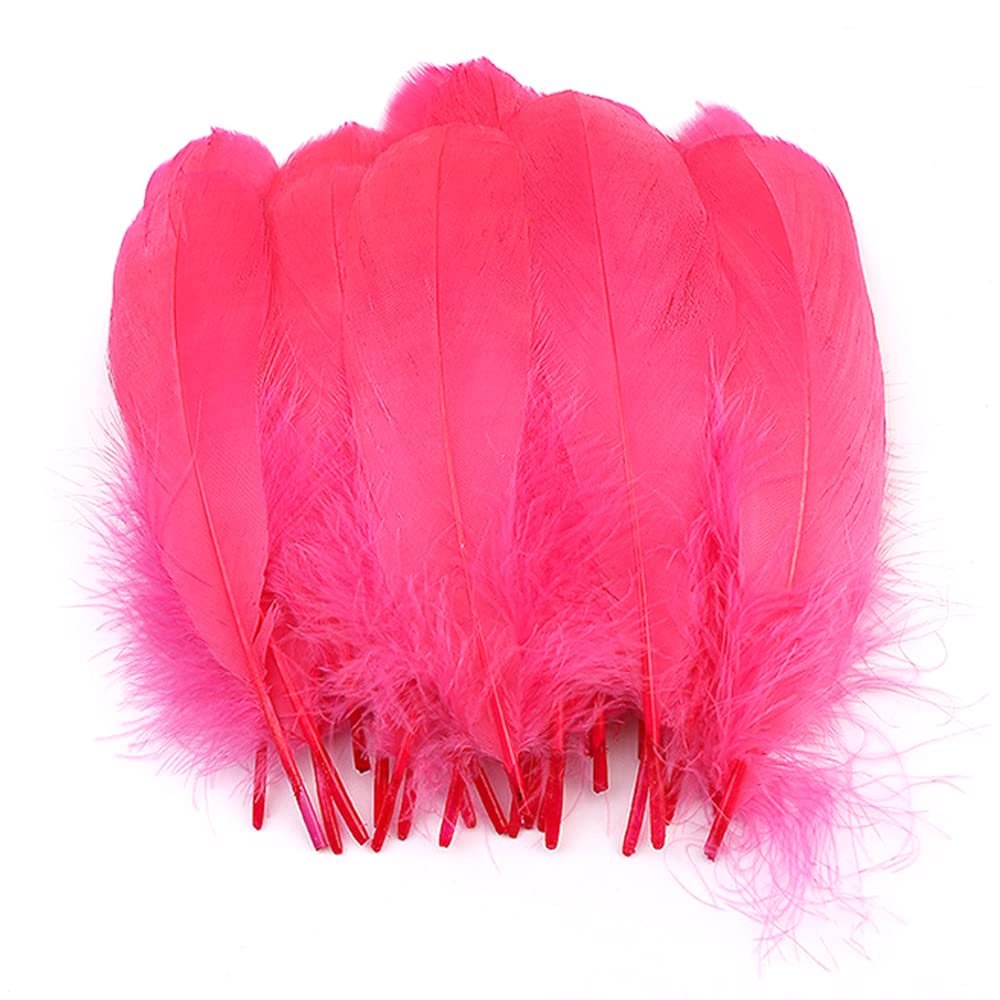 100 Colorful Natural Goose Feathers for Crafts, 12–18 cm, Light Pink