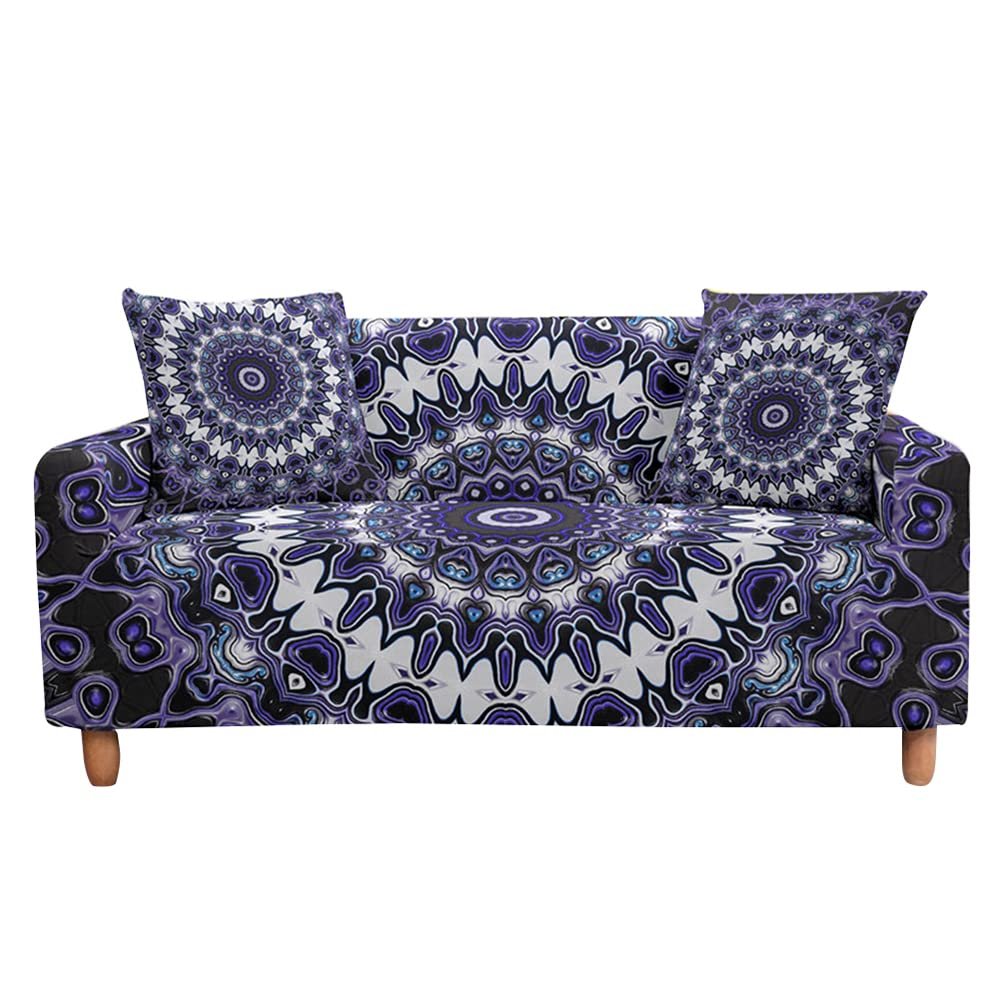 Highdi Bohemian Stretch Sofa Cover for 2-Seater Sofa, Purple