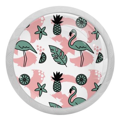 Round Fluorescent Flamingo Cabinet Knobs, 4-Pack