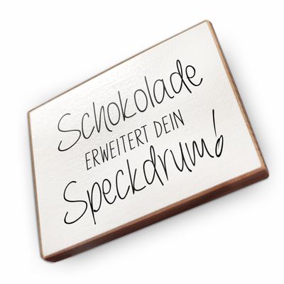 Fridge Magnet with Saying – “Chocolate Expands Your Bacon Spectrum” – Handmade Beechwood