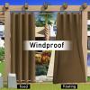 KTCLE Waterproof Outdoor Curtains with Top and Bottom Grommets, 100 x 145 cm (W x H), Brown B view 2