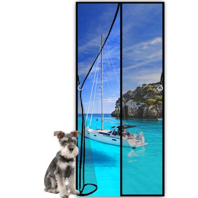 Magnetic Insect Screen Door, No-Drill Adhesive Mount, 85 x 215 cm, Black