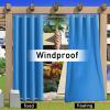 KTCLE Weather-Resistant Outdoor Curtain with Top and Bottom Grommets, Teal Blue, 100 x 213 cm view 2