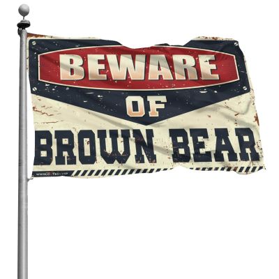gaeruite Guys Beware of Brown Bear Flag for College Dorm Room Decor, 60 x 90 cm