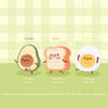 Self-Adhesive Cartoon Food Patches, 3 Pieces, Embroidered Avocado and Kawaii Bread Designs view 2