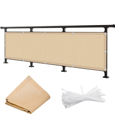WUZMING Balcony Privacy Screen with Grommets, Wind and UV Protection, Beige, 60 x 250 cm