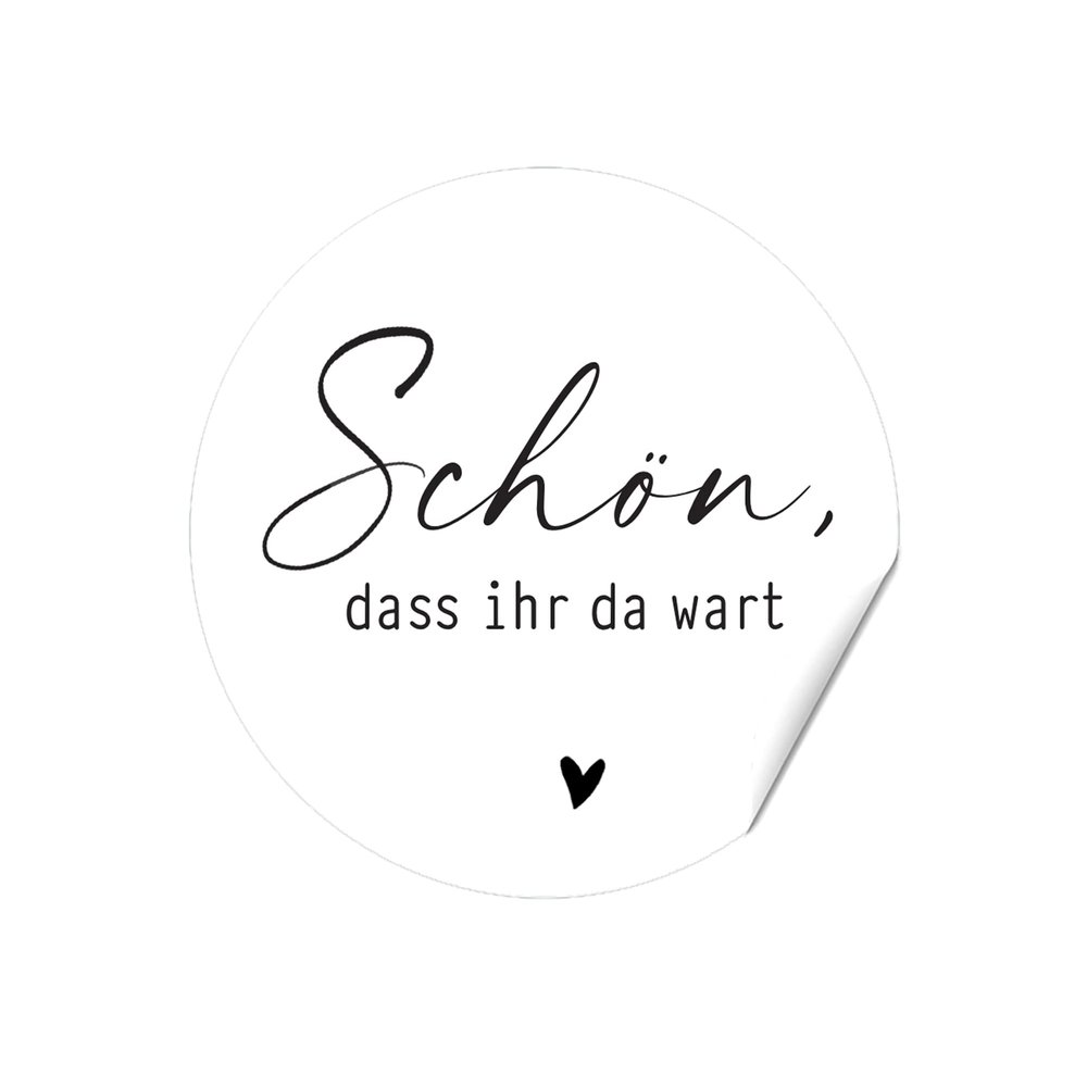 Stickers “So Glad You Were Here,” Black Script with Hearts, 40 mm