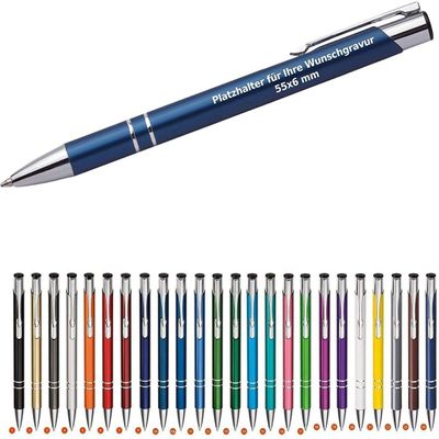 WPRO Cosima Ballpoint Pens, Set of 1,000, Black, Engravable Metal, Blue-Writing Refill