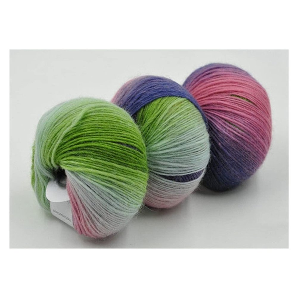 TYUTYU 3-Piece 50 g Cotton Blend Yarn, Rainbow Color, Color 7