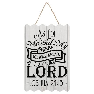 Vertical Rustic Round Wooden Sign, “As for Me and My House We Will Serve the Lord,” 8 x 12 in