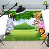 Aoihrraan 10 x 6.5 ft Jungle Safari Cartoon Zoo Animals Photography Backdrop view 4