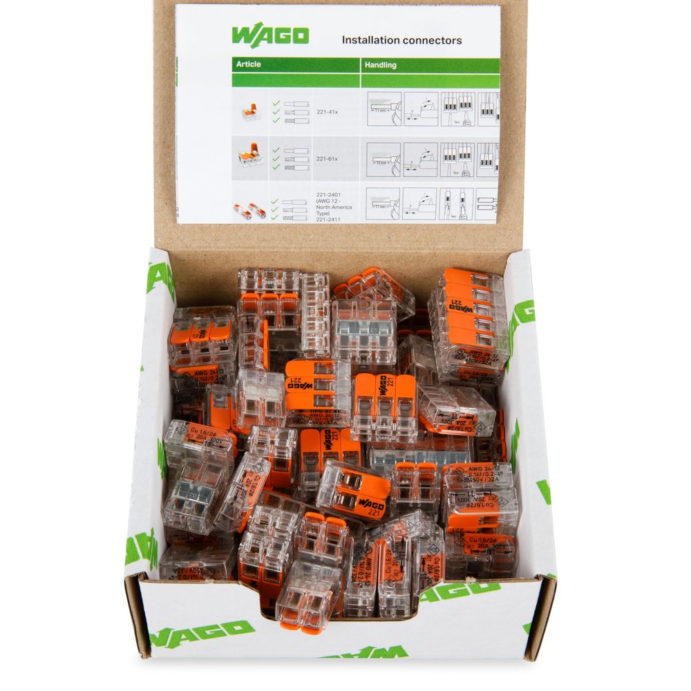 WAGO Connector Set 887-995, 75 Pieces, 221 Series, Resealable Box