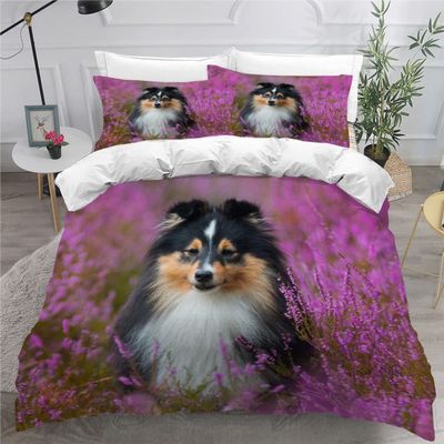 NYSMGS 200 x 200 cm Shetland Sheepdog Duvet Cover Set with 2 Pillowcases