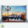 Aoihrraan 10 x 8 ft Pier Landscape Background with Water, City, Moored Boat, Vintage Street Lamp, Basilica and Sunset for Photography view 3