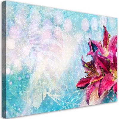 Feeby 1-Piece Nonwoven Canvas Wall Art, 30 x 20 cm, Blue Lily Nature Print