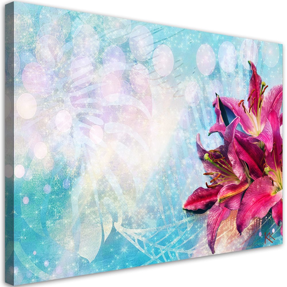 Feeby 1-Piece Nonwoven Canvas Wall Art, 30 x 20 cm, Blue Lily Nature Print