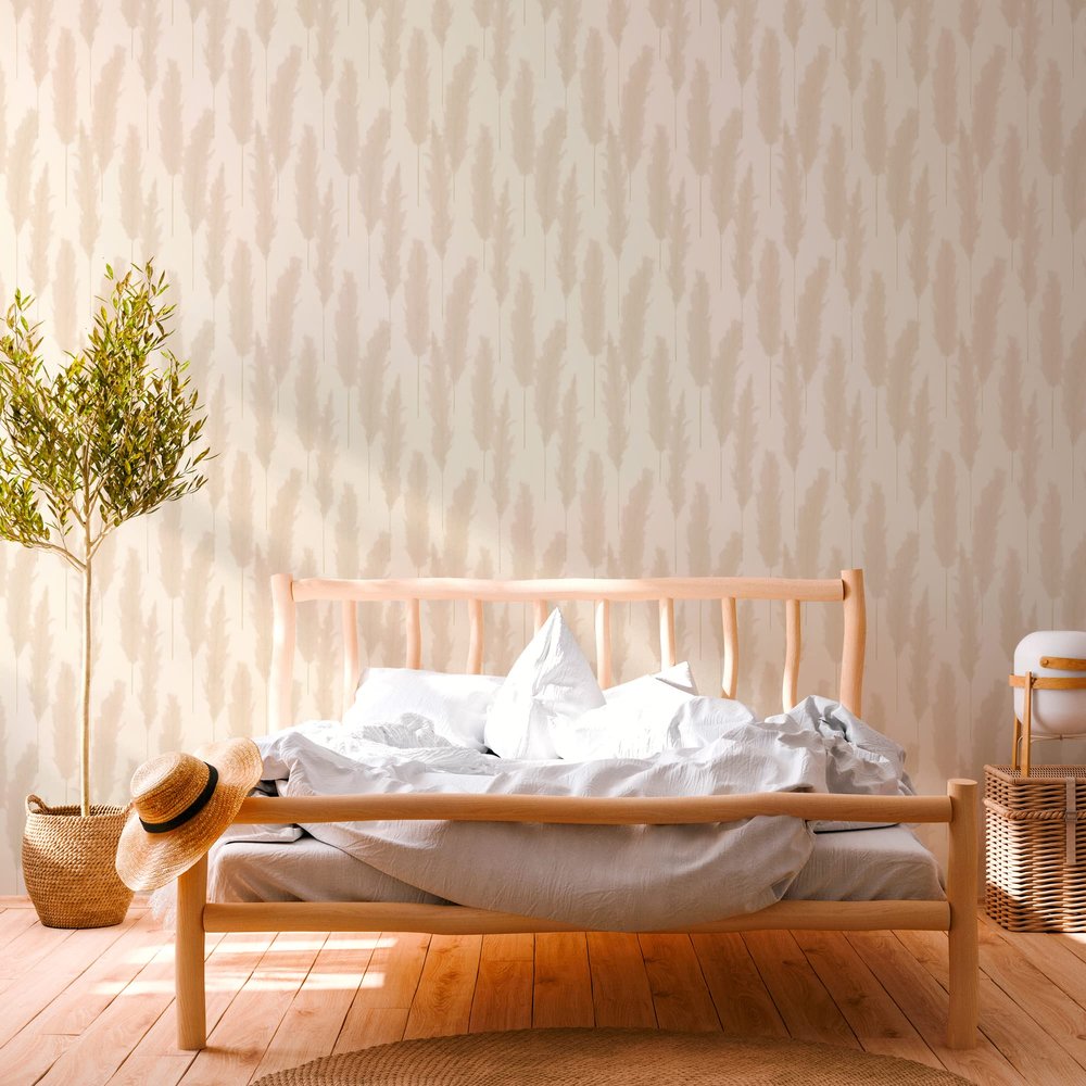 A.S. Création Scandinavian Pampas Grass Beige and White Non-Woven Wallpaper Reed Grass 386312 10.05 x 0.53 m Made in Germany