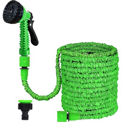 CLMCL 30 m/100 ft Expandable Garden Hose with 8-Function Spray Nozzle, Green