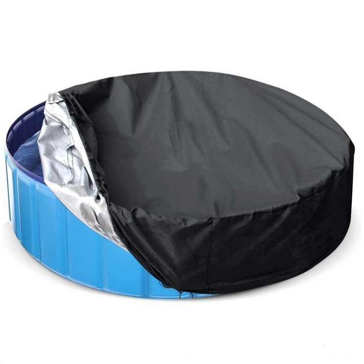 XNSHUN Round Pool Cover for Dog Pools, UV-Resistant Foldable Cover, Black