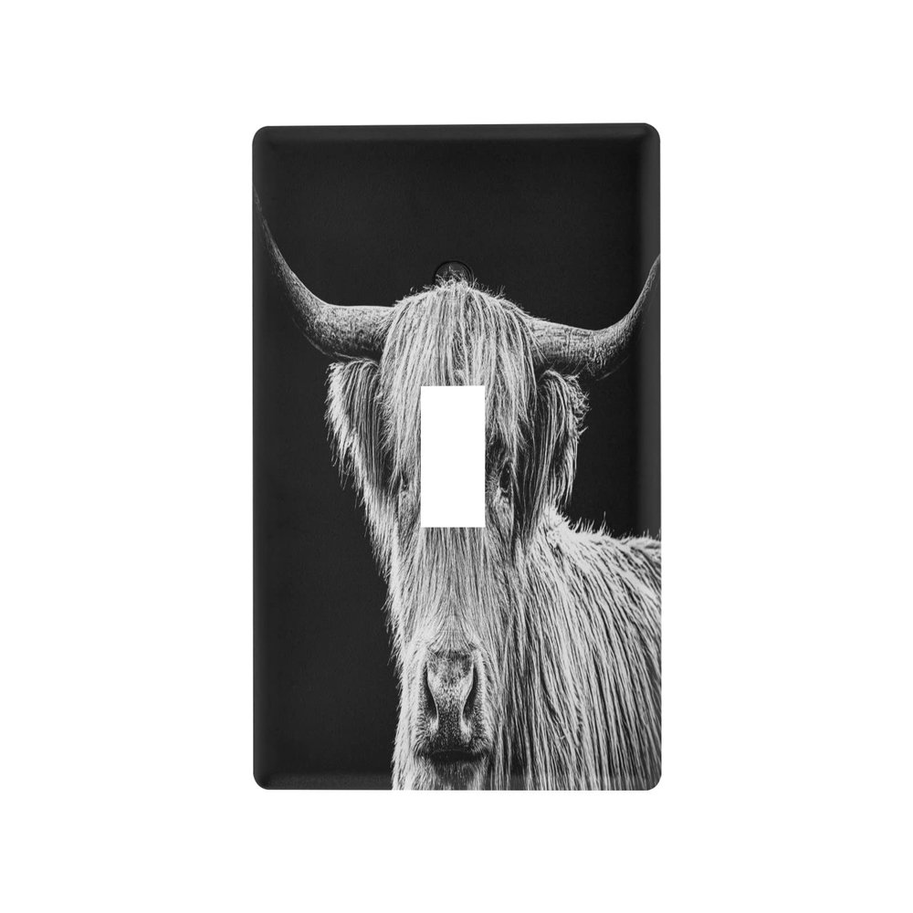 Highland Cattle Blank Outlet and Light Switch Cover, 11.5 x 7 cm, Isle of Mull Style