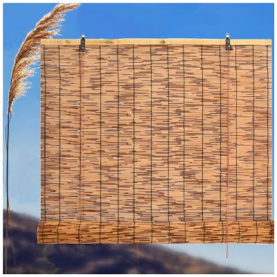 Carbonized Reed Curtain Privacy Screen, 55.1 x 82.7 in