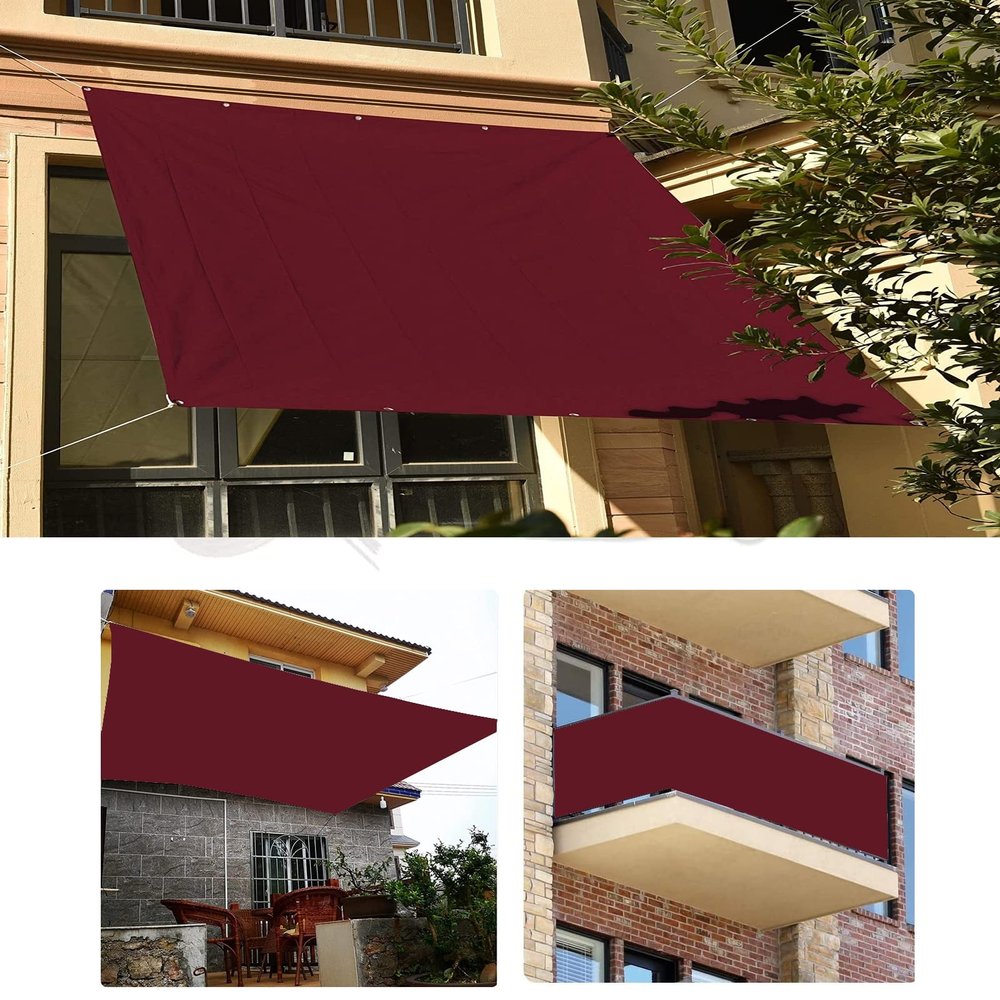 KOUDU Waterproof Sun Shade Sail, 1.6 x 10 m, 98% UV Protection, Polyester, Wine Red