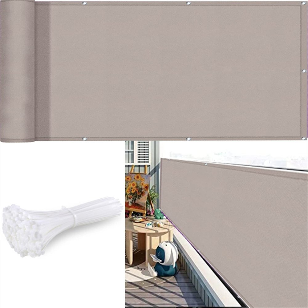 CHBIN Balcony Privacy Screen, No Drilling, 100 x 500 cm, Customizable, Opaque, Brown A
