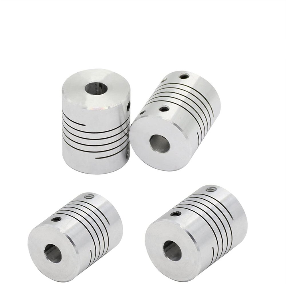 Greendhat 4-Piece CNC Motor Jaw Shaft Couplers, D19 x L25 mm Flexible Couplings, 6.35 x 6.35 mm