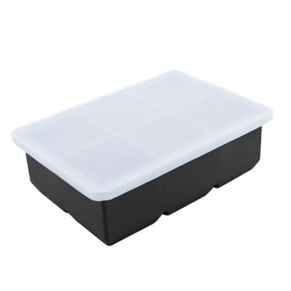WTAXBH 6-Cavity Large Silicone Ice Cube Tray, Black