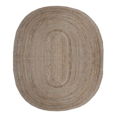 CASAVANI Round Jute Rug, Indian Handcrafted Woven Rug, Outdoor Doormat, Garden Rug, Kitchen and Dining Room Rug, Bohemian Living Room Rug, 120 x 240 cm (4 x 8 ft)
