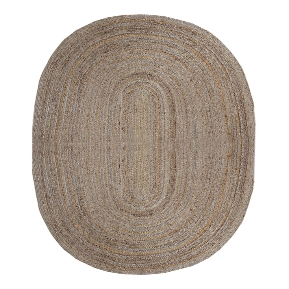 CASAVANI Round Jute Rug, Indian Handcrafted Woven Rug, Outdoor Doormat, Garden Rug, Kitchen and Dining Room Rug, Bohemian Living Room Rug, 120 x 240 cm (4 x 8 ft)