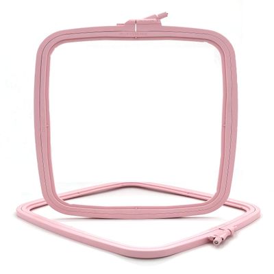 Nurge Square Plastic Embroidery Hoops, Cross-Stitch and Punch-Needle Hoop, Size M, Pink