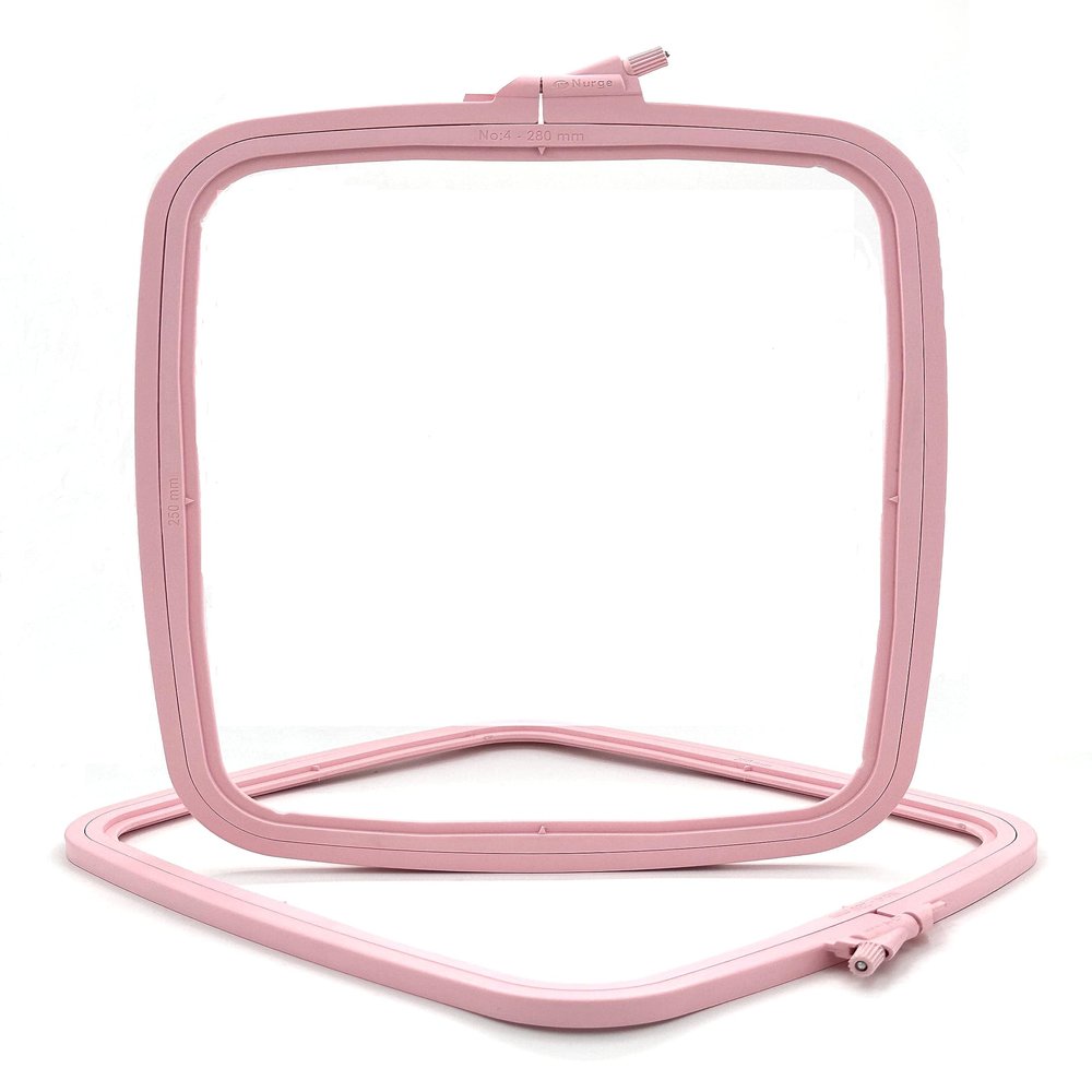 Nurge Square Plastic Embroidery Hoops, Cross-Stitch and Punch-Needle Hoop, Size M, Pink