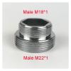 MMLFX 1-Piece Chrome-Plated Brass Faucet Aerator Adapter, Male/Female M22/M24, G1/2"/3/4" (M18-M22) view 2