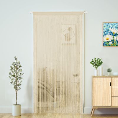 String Curtain, Doorway Divider, Bedroom Decor, Kitchen Cabinet, Living Room, Laundry Room, Hallway, Tassel, Room Divider, Boho, Hippie, for Weddings and Parties, 100 x 280 cm, Mid-Champagne