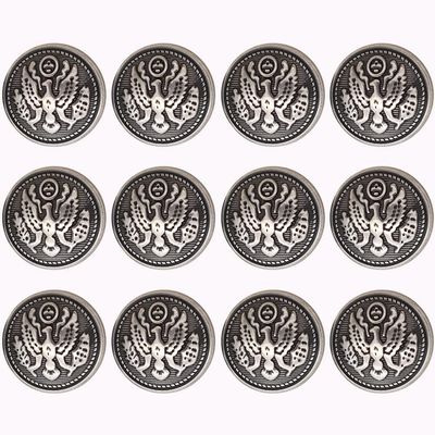 ZoTuoART Retro Engraved Metal Buttons, Round, Antique British Style, Style 01 Antique Silver, 20 mm, 12 pcs