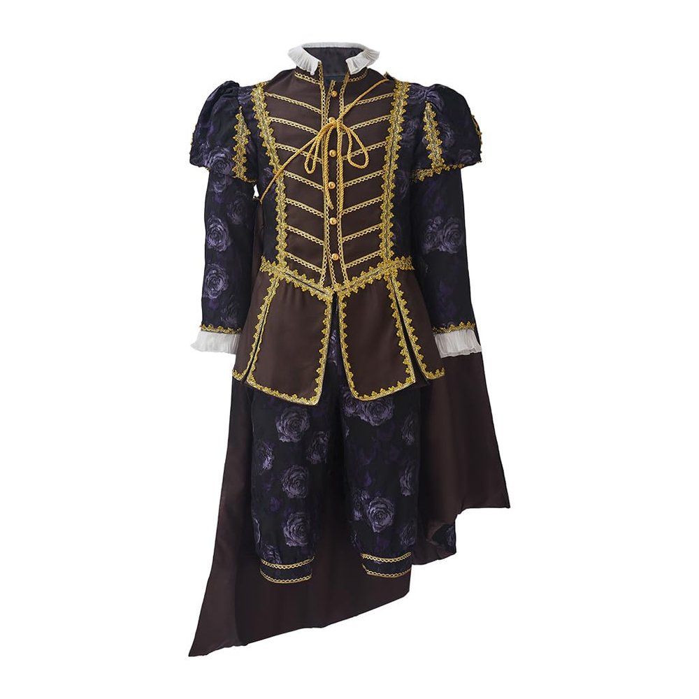 Men's Victorian Rococo Tudor Costume, Medieval Nobleman Outfit, Purple, M