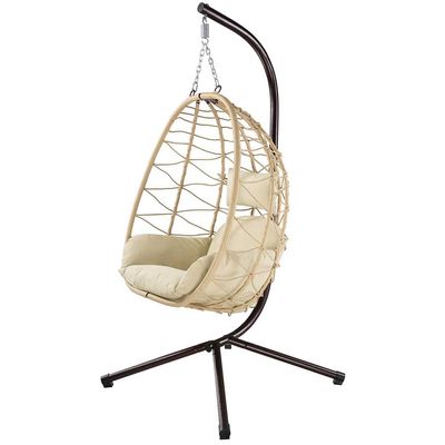 BAKAJI Hanging Chair for Garden, Indoor/Outdoor, Beige, 98 x 0 x 95 cm