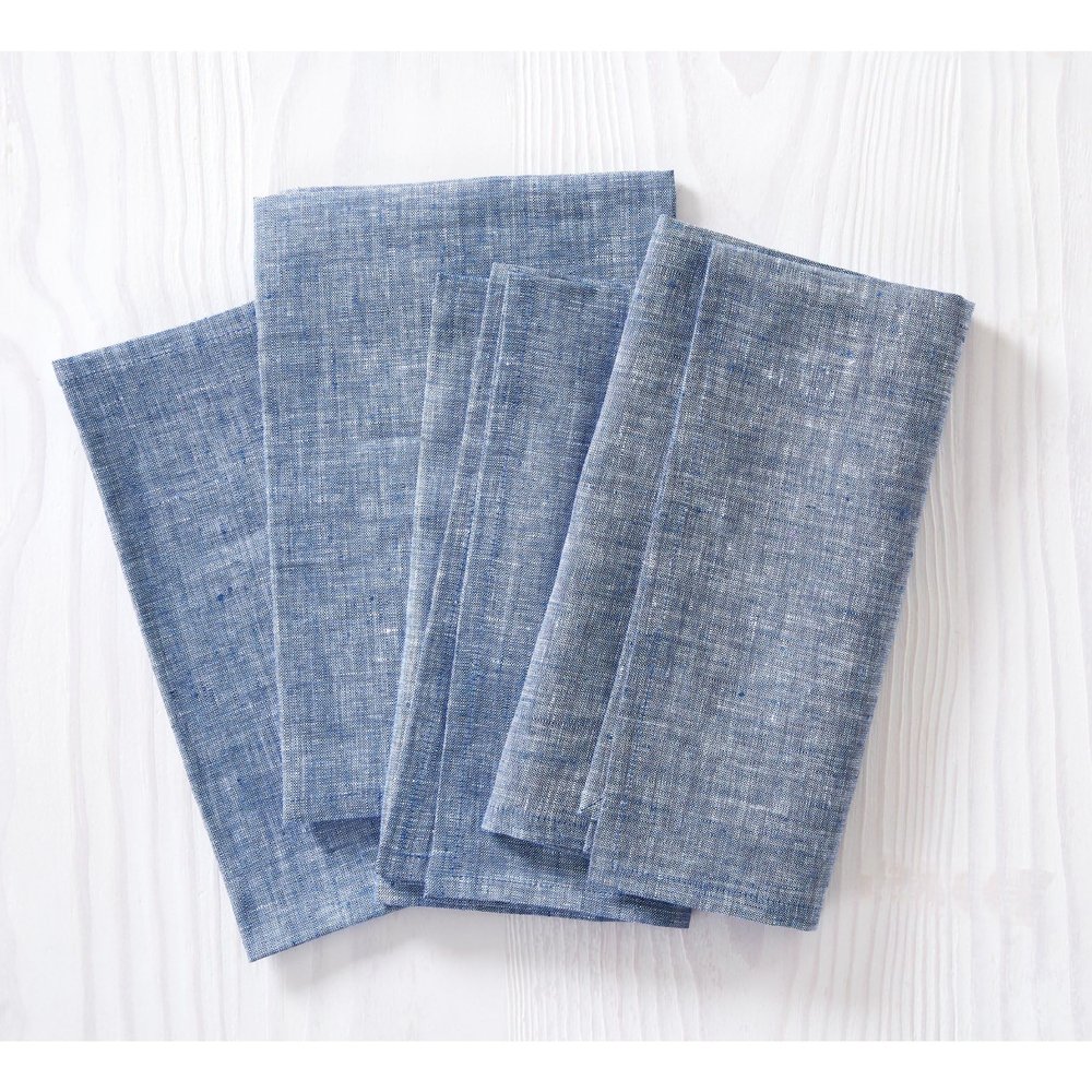 Solino Home Athena Linen Napkins, 20 x 20 in, Chambray Indigo, Set of 4