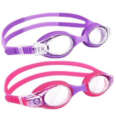 JATEKA Kids' Swimming Goggles, 2-Pack Anti-Fog UV Goggles for Ages 4–16