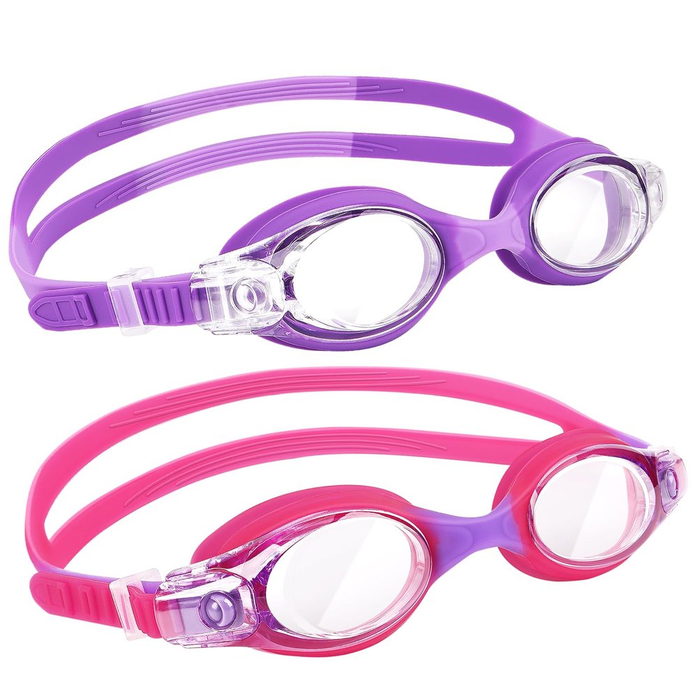 JATEKA Kids' Swimming Goggles, 2-Pack Anti-Fog UV Goggles for Ages 4–16
