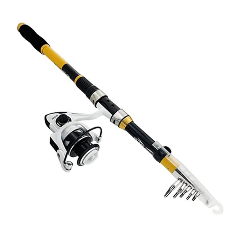 Caihuashopping Professional Telescopic Fishing Rod and Spinning Reel Set (Color: Clear)